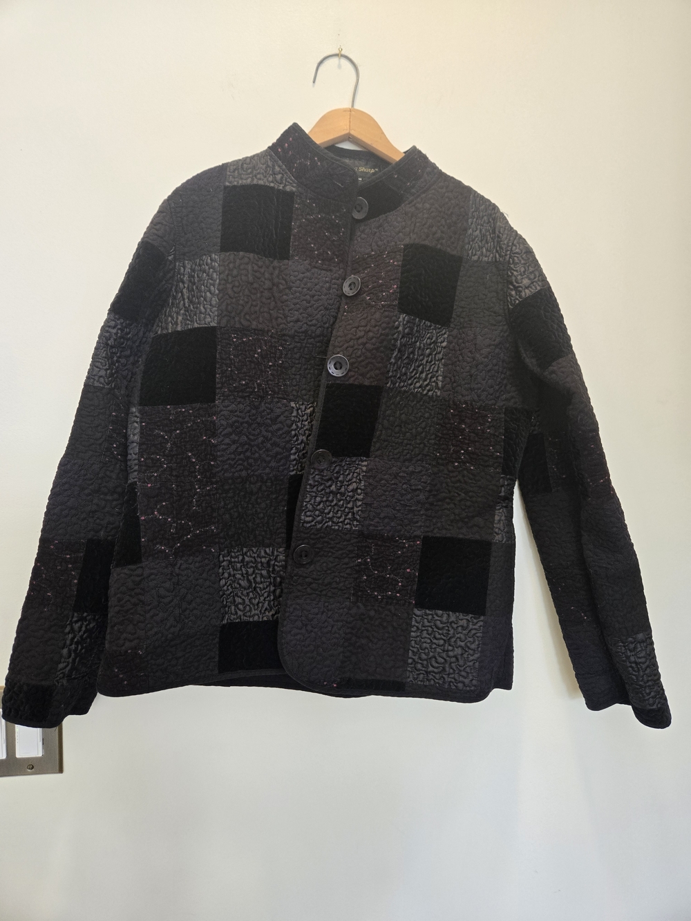 Women's Black Patchwork Lightweight Shirt Jacket